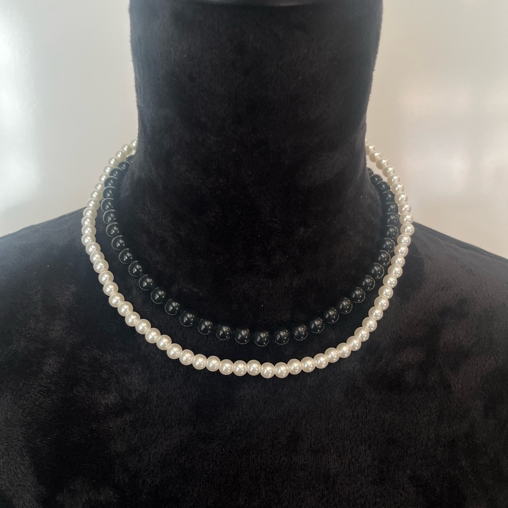 3 For $20! Timeless Black and White Faux Pearl Necklace
